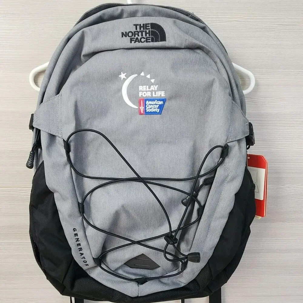 The North Face Generator Backpack Gray Black Travel Padded Laptop Backpack Logo